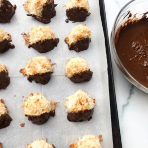 tray of dipped macaroons.