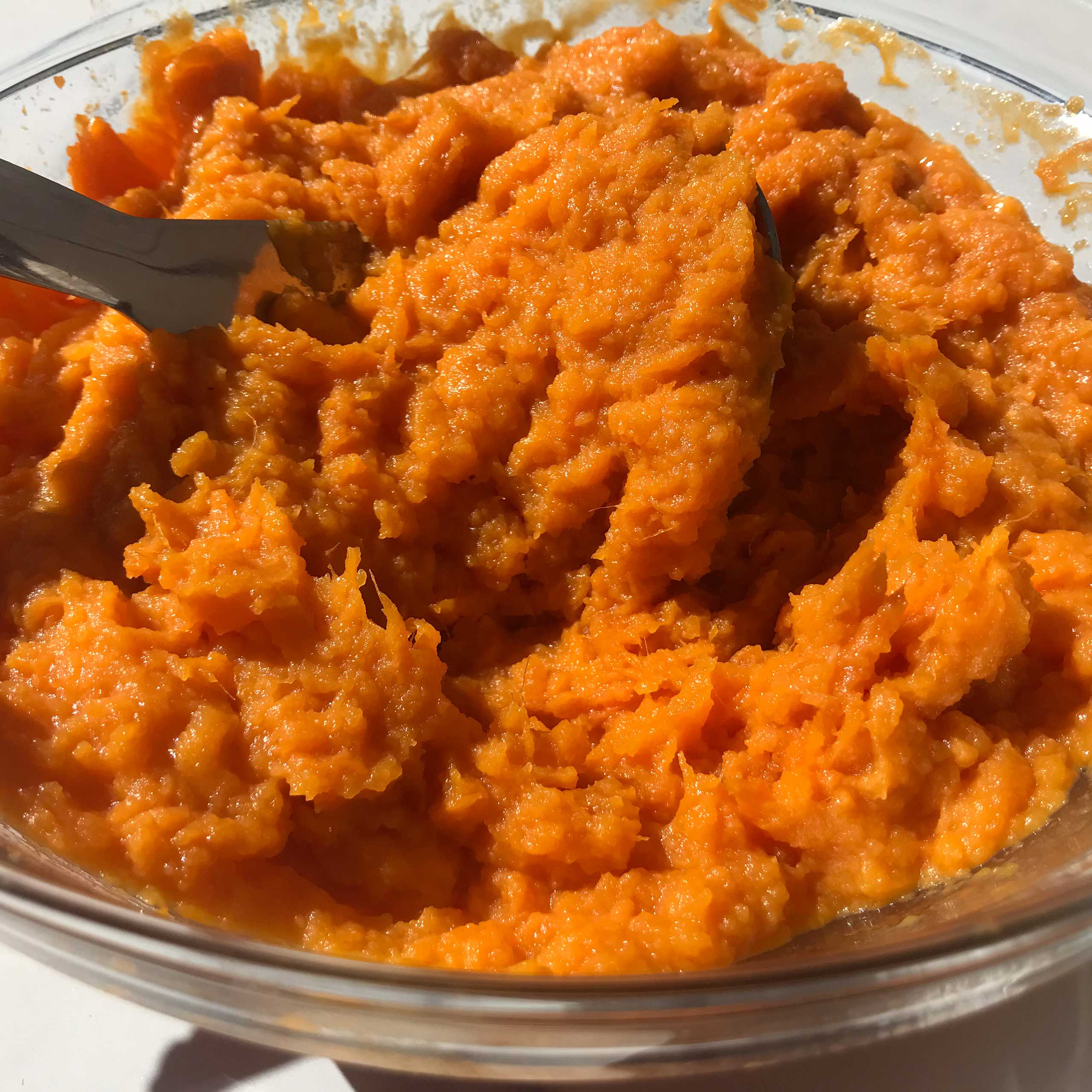 mashed sweet potato mixture in a bowl.