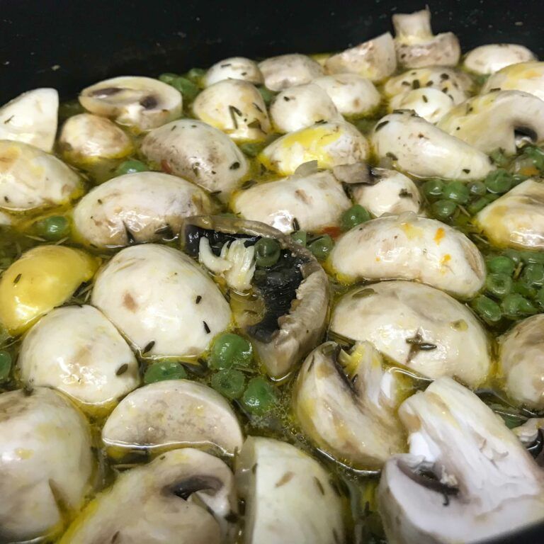 mushrooms added to pot