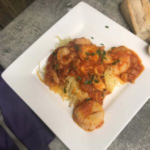 Spaghetti Squash with Seafood Marinara | My Curated Tastes