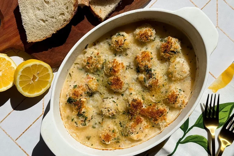 baked panko scallops.