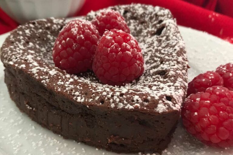 Flourless-Chocolate-Torte-with-Fresh-Raspberries-Whipped-Cream