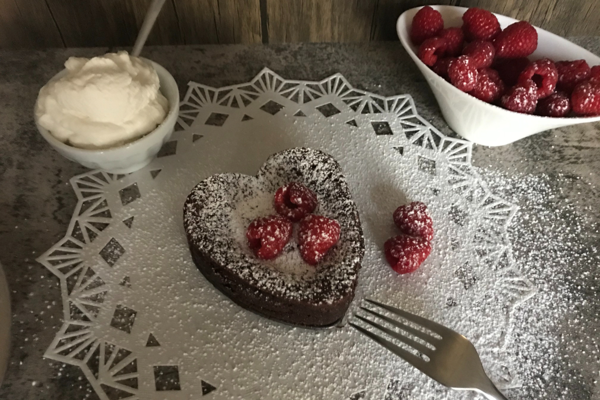 Flourless Chocolate Torte with FreshRaspberries & Whipped Cream | My Curated Tastes