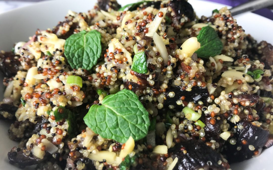 Fig, Almond & Mint Quinoa Salad with Lemon Honey Vinaigrette | My Curated Tastes