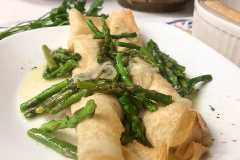 Light & Creamy Chicken & Asparagus Crepes | My Curated Tastes