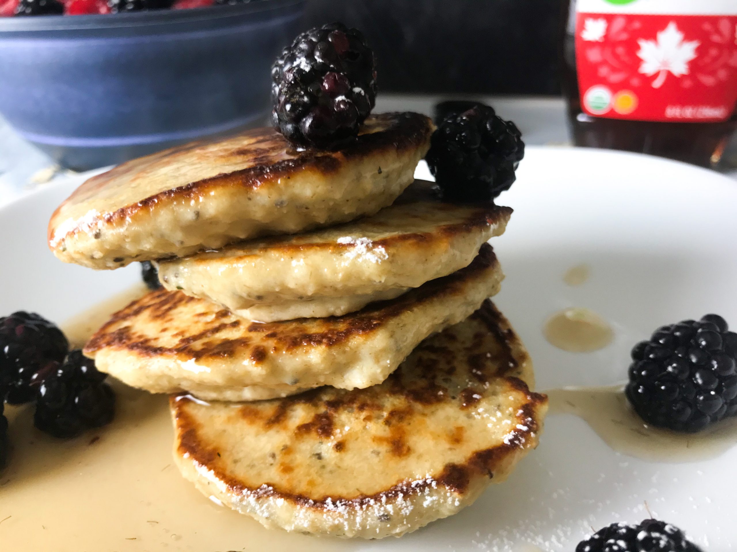 Light Healthy oatmeal pancake stack | My Curated Tastes