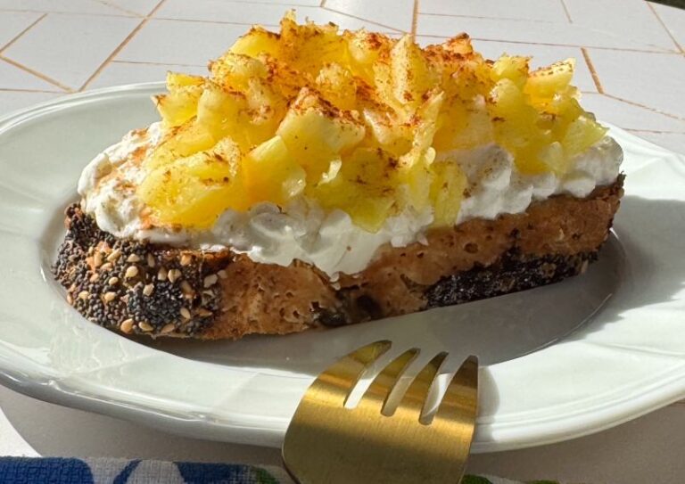 pineapple cottage cheese pastry on a plate.