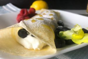 Crepes With Whipped Cream, Lemon Curd And Fresh Berries | My Curated Tastes