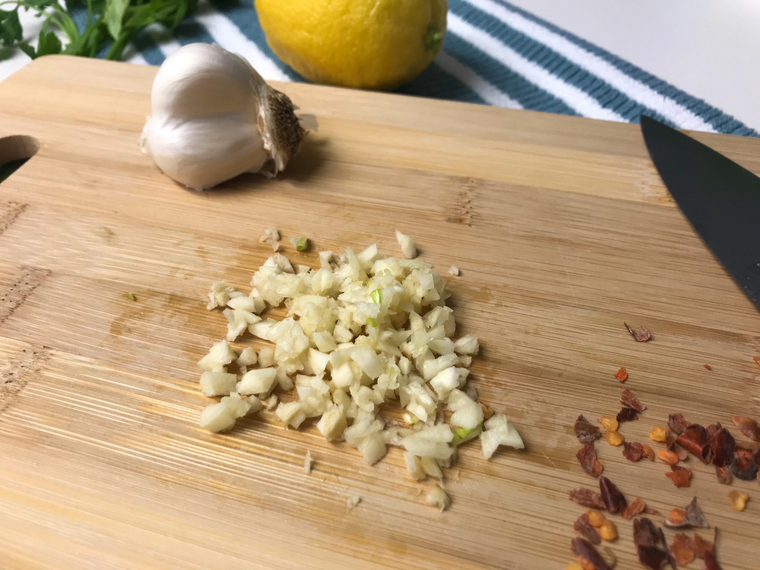 garlic for zoodles and shrimp scampi