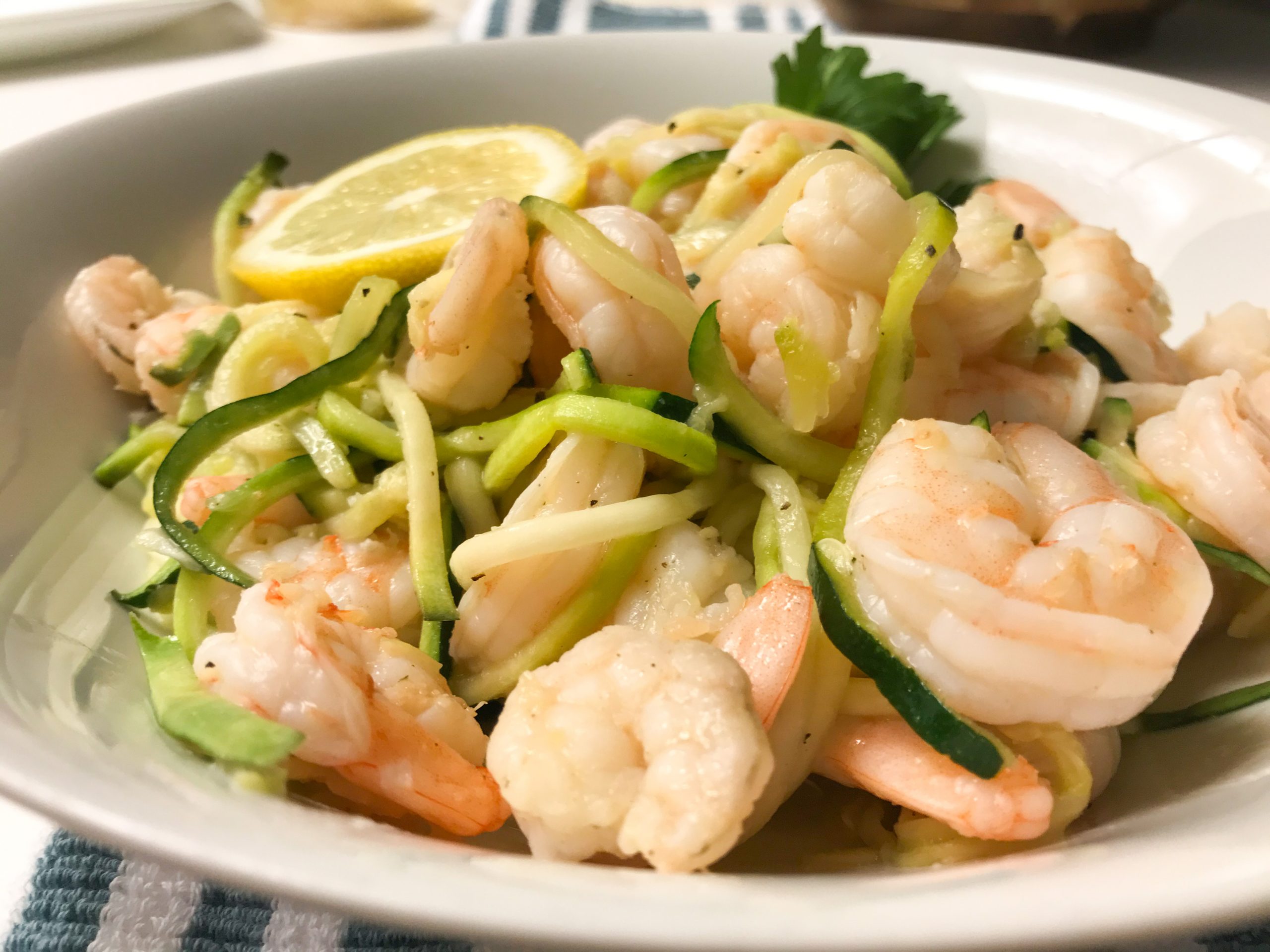 zucchini zoodles with shrimp scampi