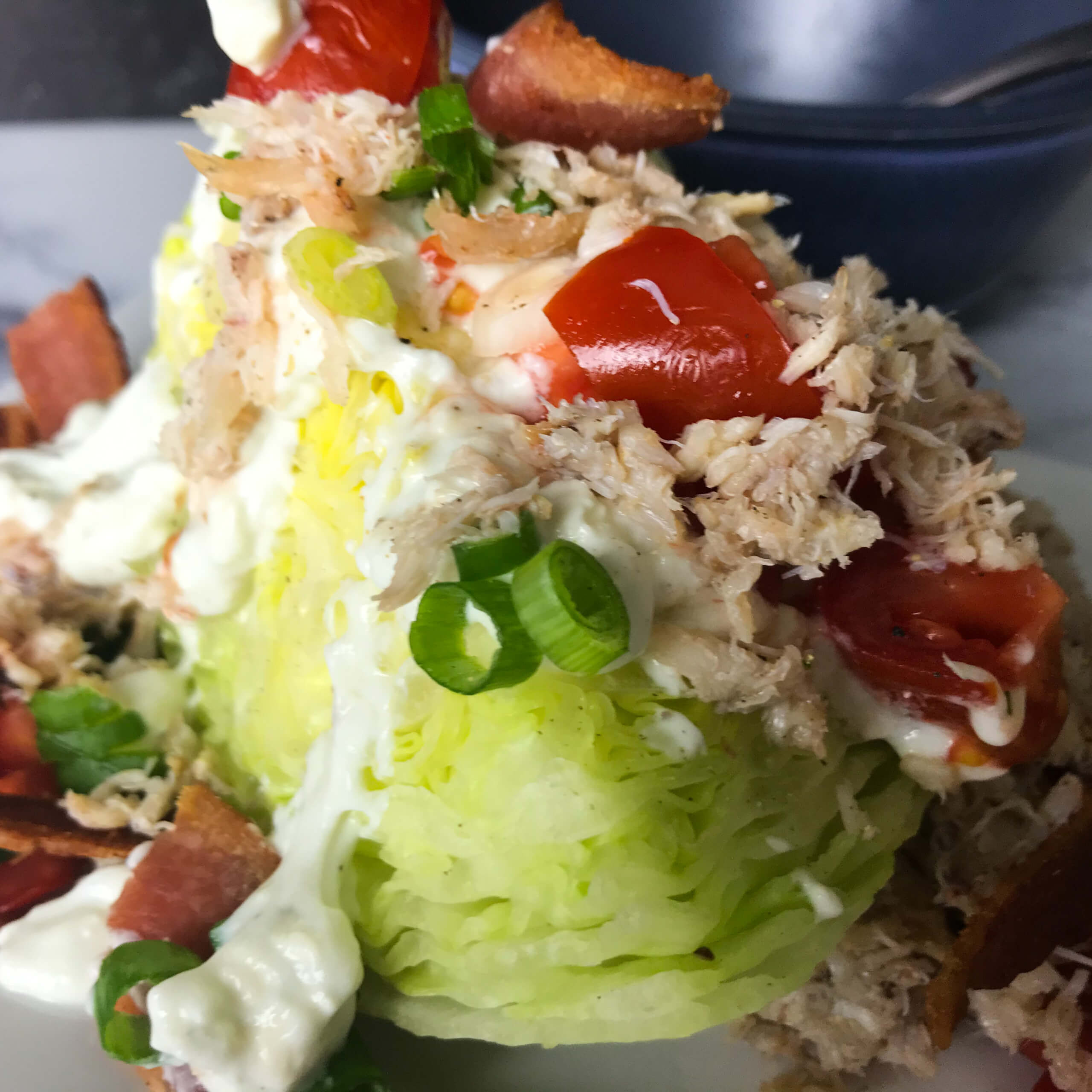 Classic Wedge Salad with Creamy Blue Cheese Dressing & Crab | My Curated Tastes