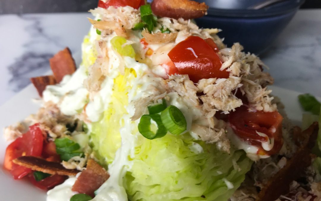 Classic Wedge Salad with Creamy Blue Cheese Dressing & Crab | My Curated Tastes