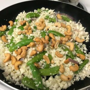 nuts added to skillet.