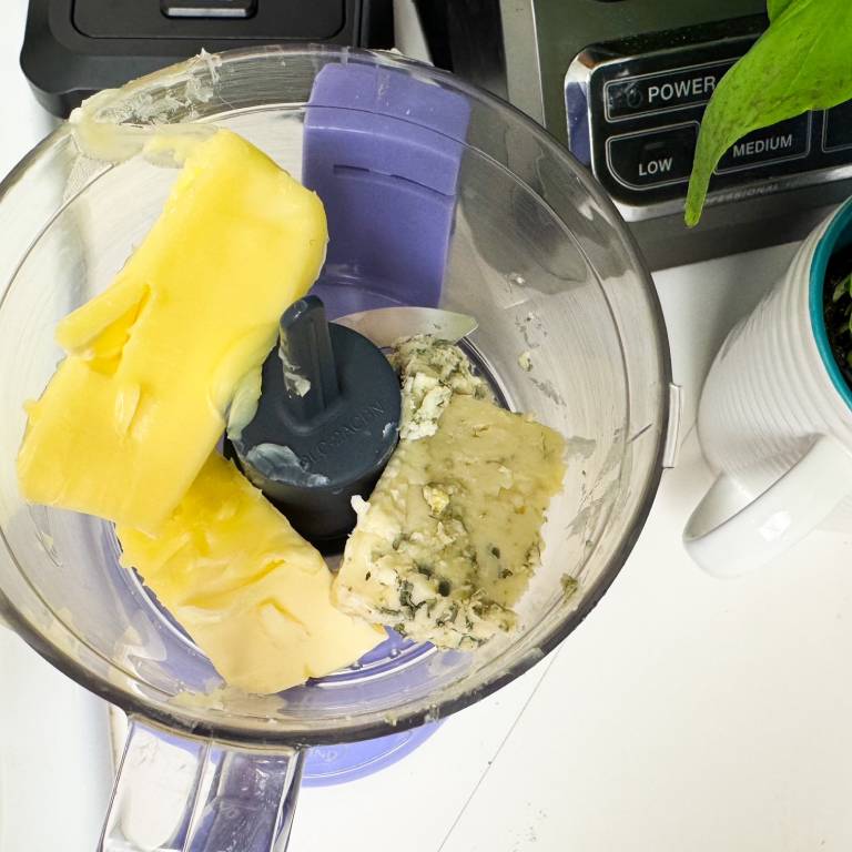 butter and blue cheese in a food processor.