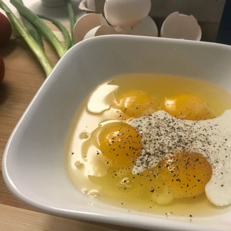 bowl of eggs and cream
