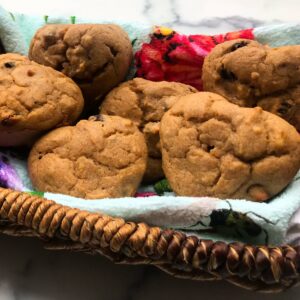 basket of healthy start muffins.