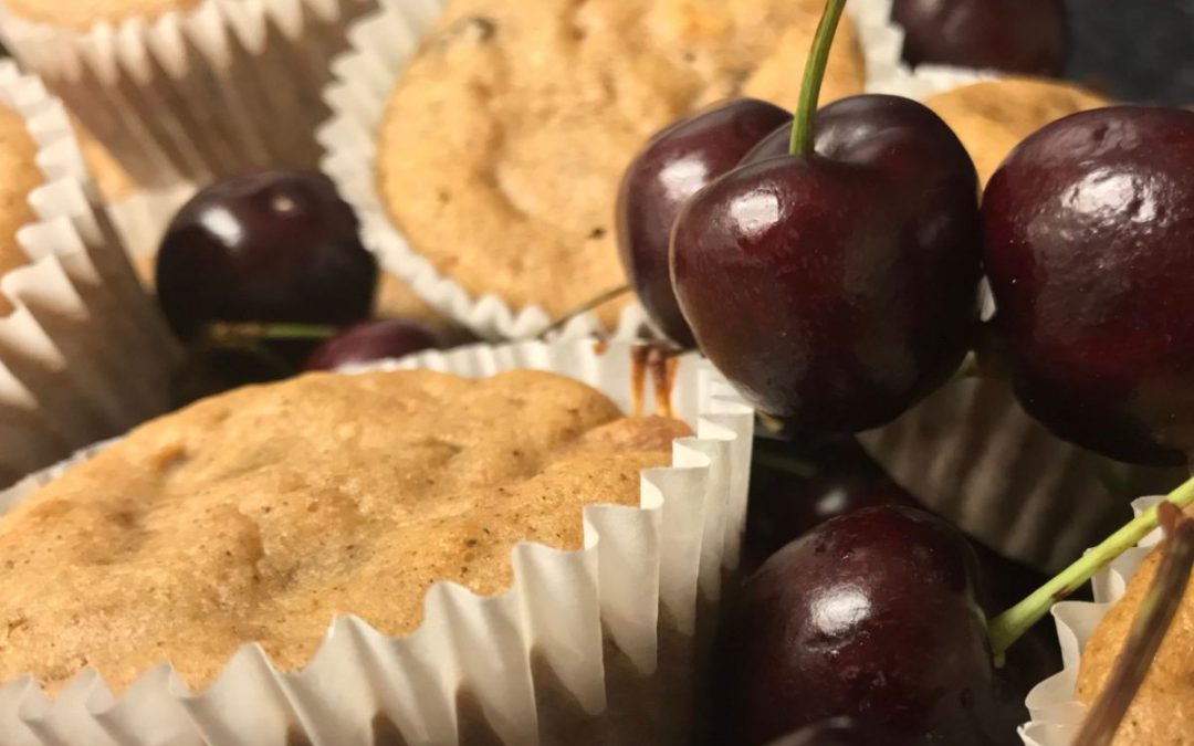 Muffins & cherries in a basket