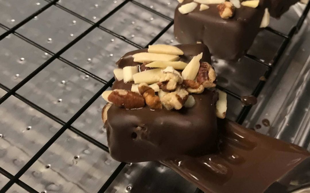 Nutty Banana Bites just dipped in chocolate