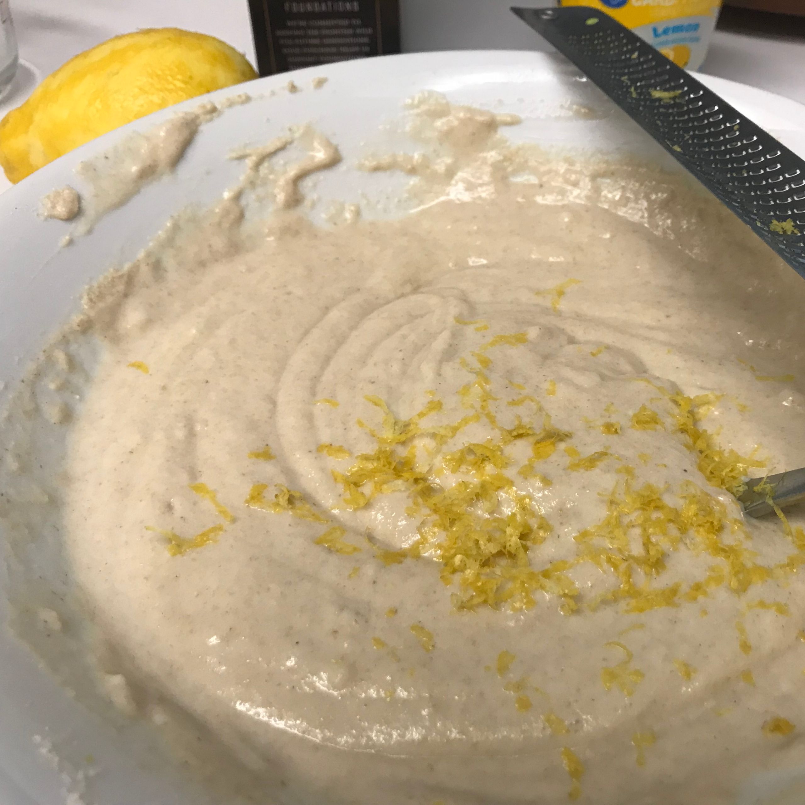kodiak cake mix and lemon zest batter