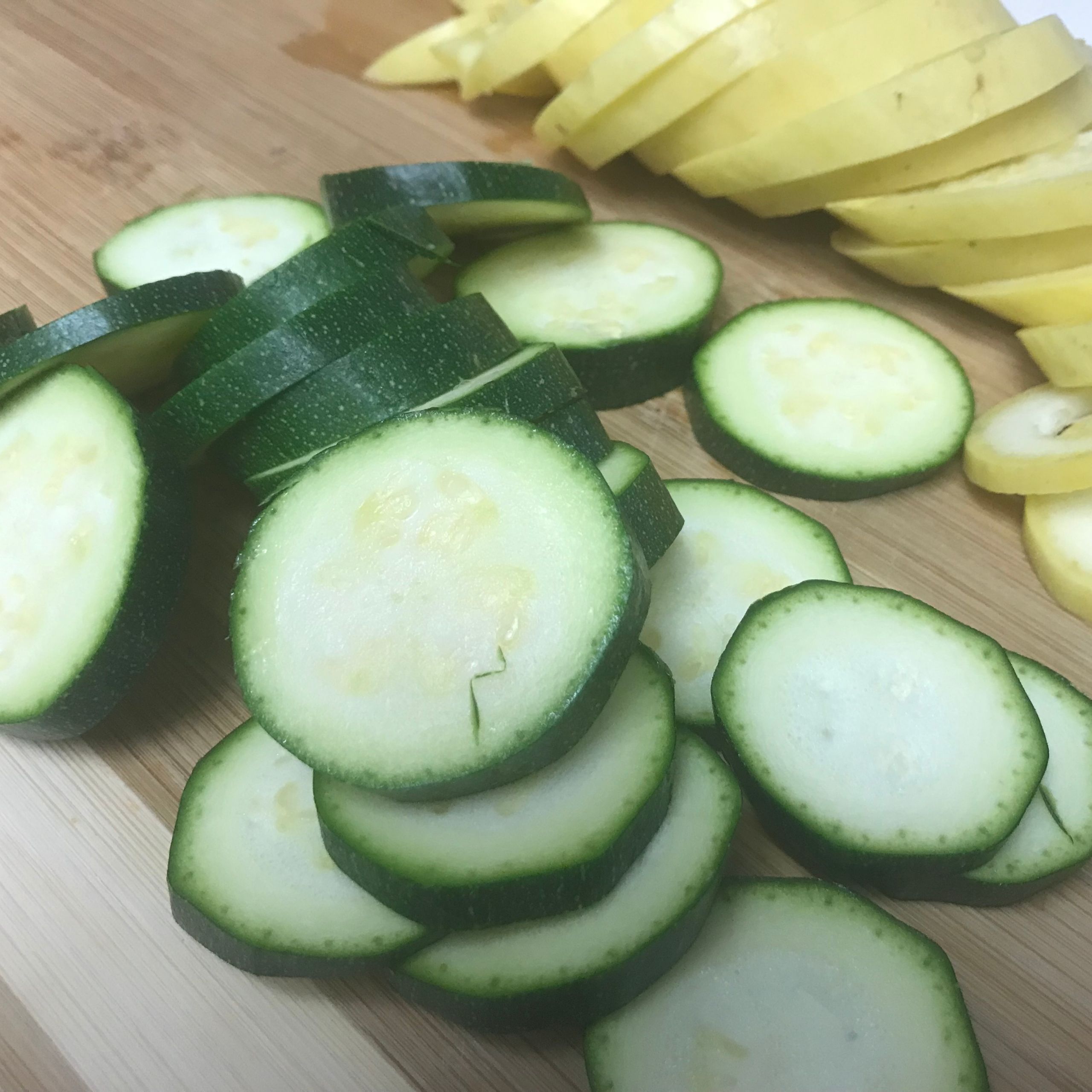 cut zucchini and summer squash into rounds