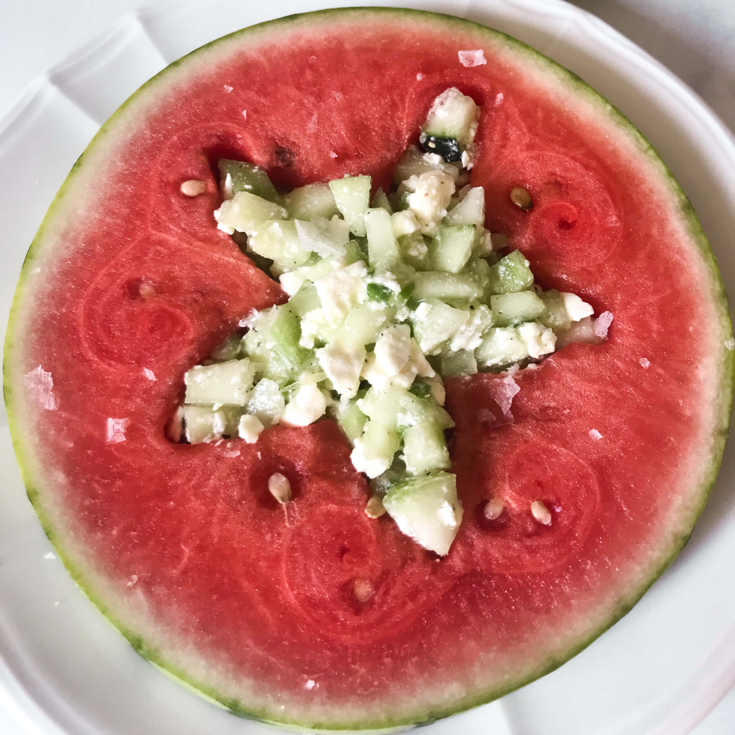 Watermelon Cutouts With Cucumber & Feta Salad | My Curated Tastes