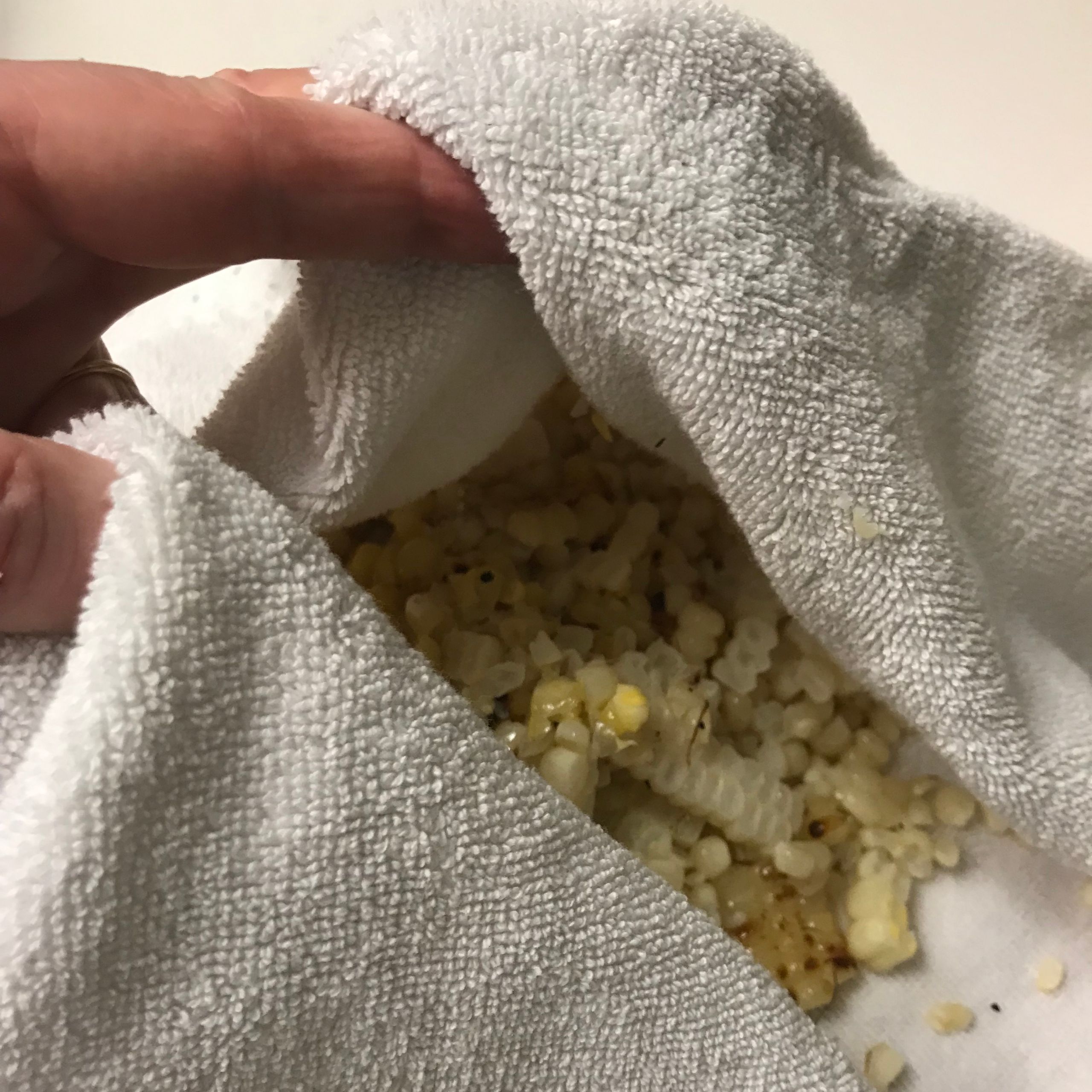 corn kernals in towel