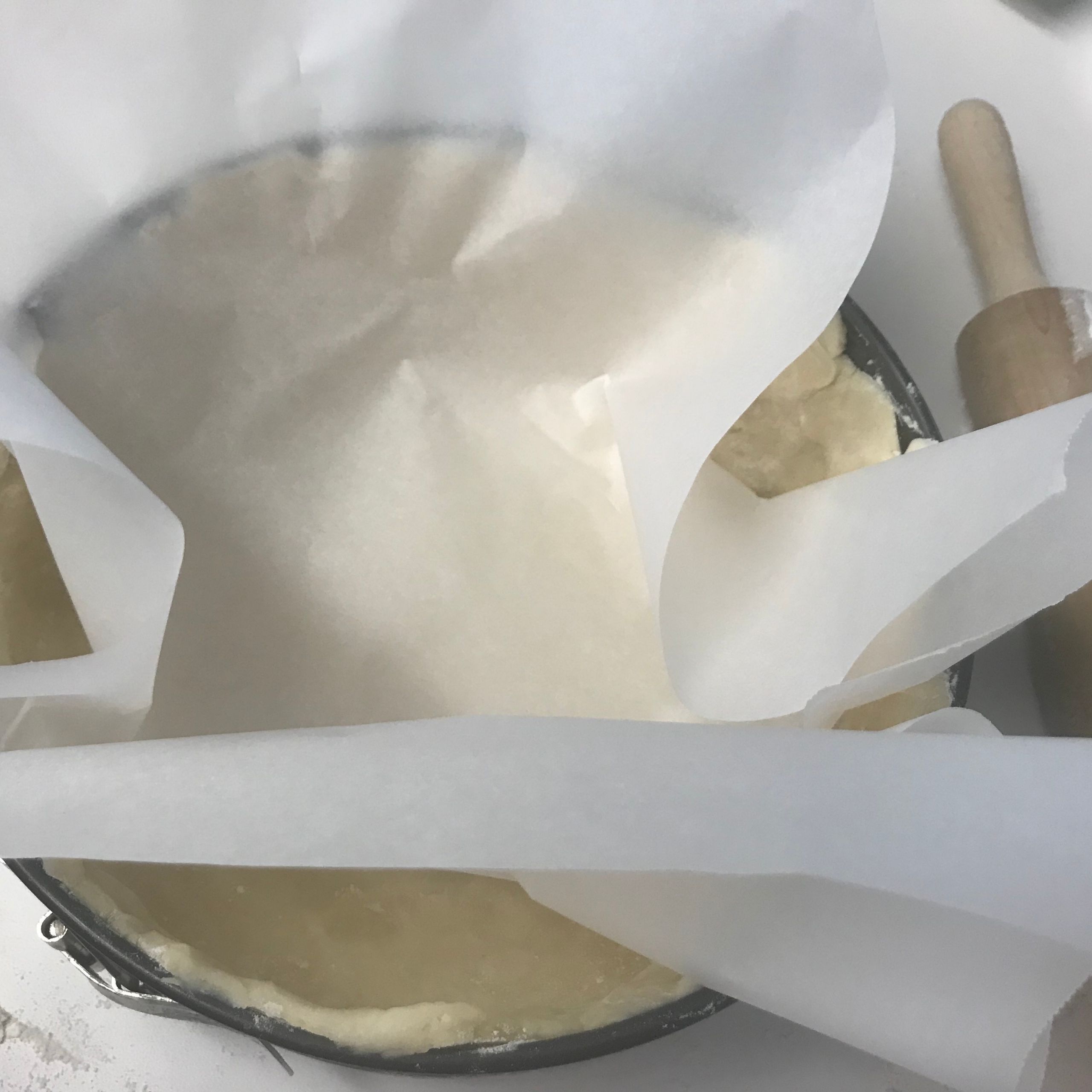 Parchment lined dough