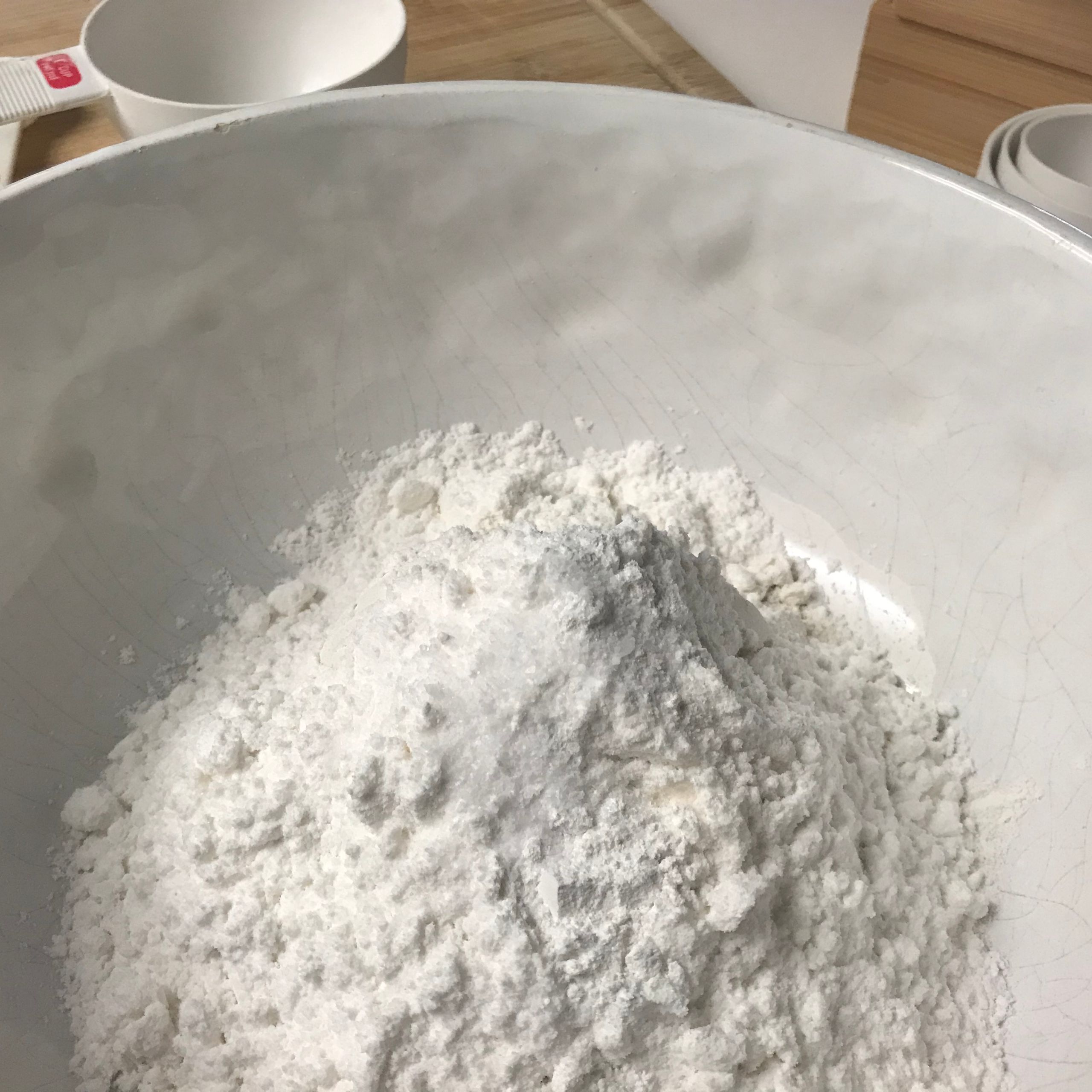 ingredients for dough in a bowl