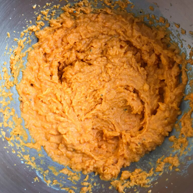 whipped sweet potatoes in a bowl.