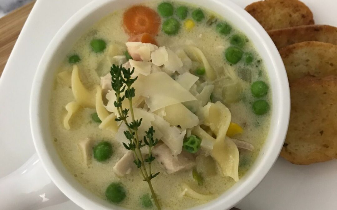 The Healthiest Creamy Chicken Noodle Soup