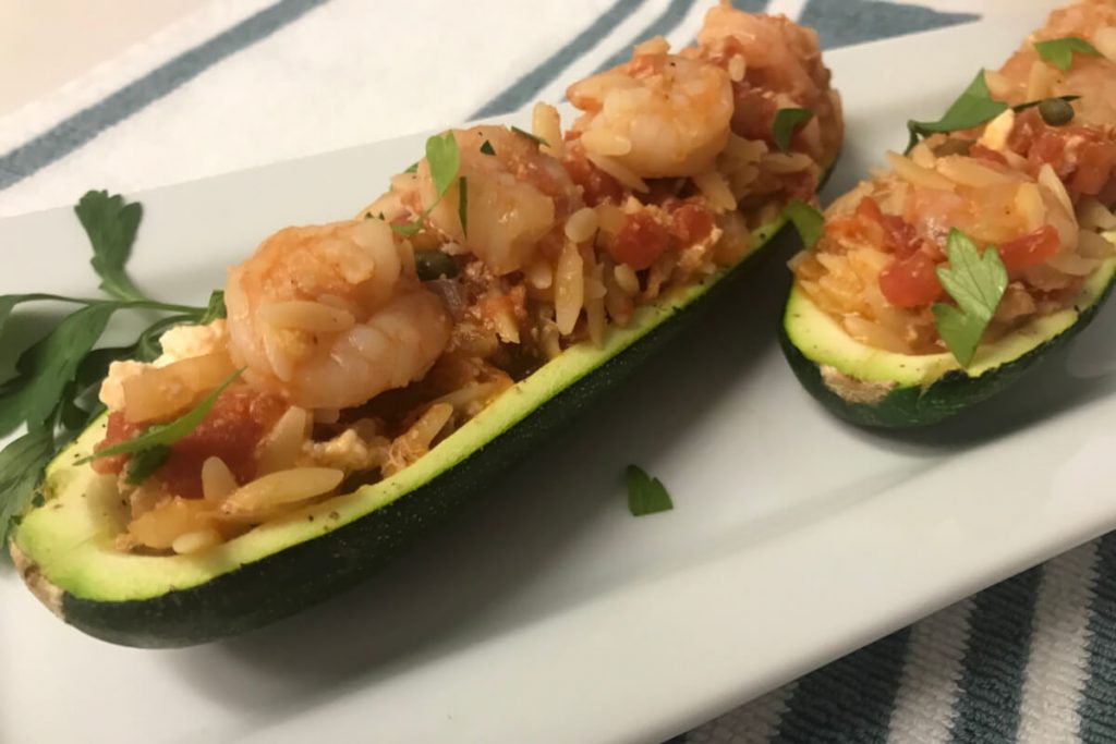 Seafood & Orzo Stuffed Zucchini Canoes | My Curated Tastes