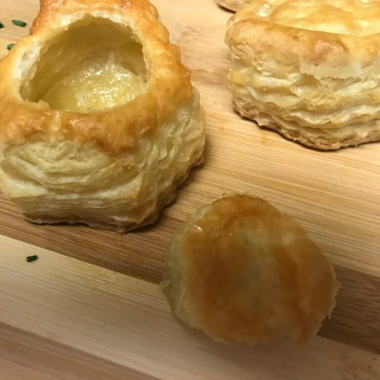baked puff pastry cup with middle taken out