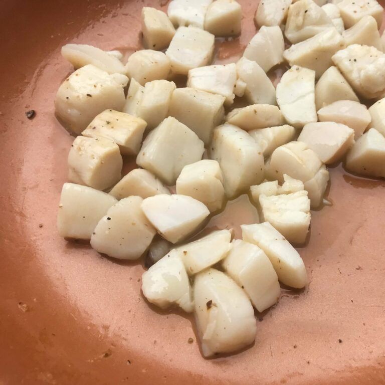cooked scallops in a skillet