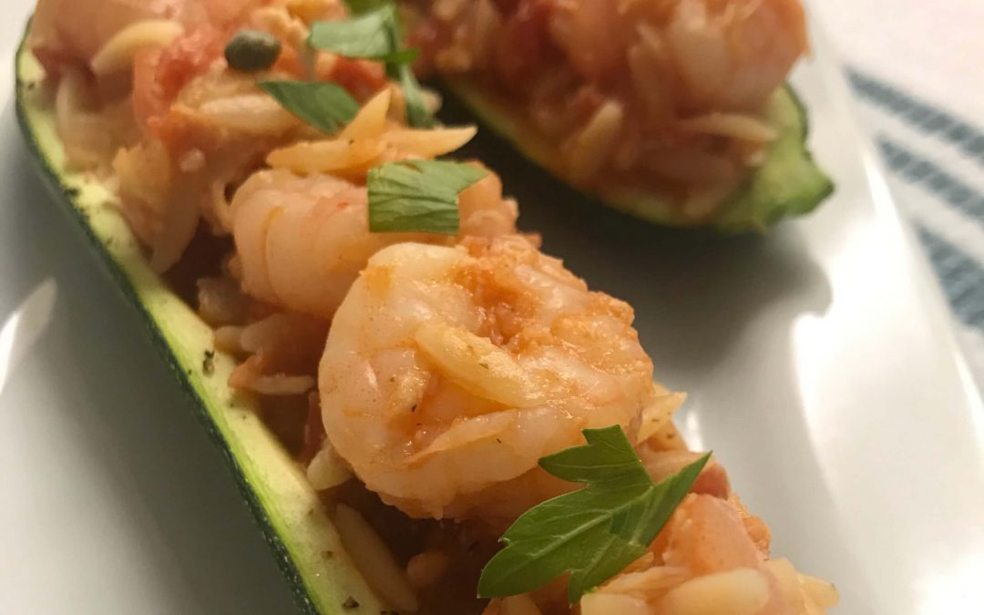 Seafood & Orzo Stuffed Zucchini Canoes | My Curated Tastes
