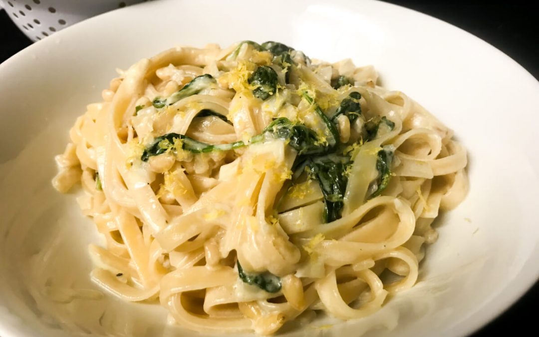 Lemon Tagliatelle With Spinach & Pine Nuts | My Curated Tastes