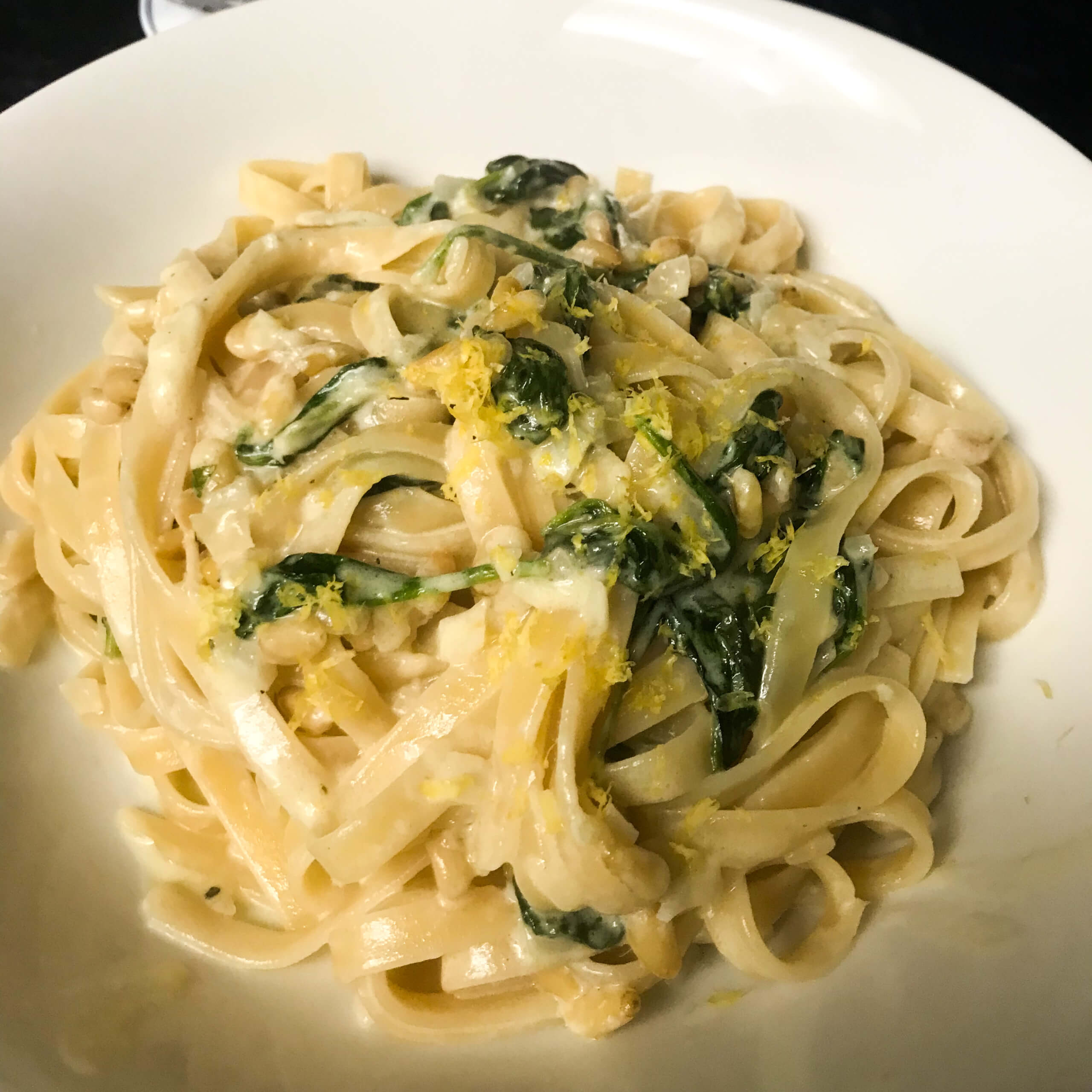 Lemon Tagliatelle With Spinach & Pine Nuts | My Curated Tastes