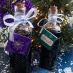 elderberry liqueur in bottles.