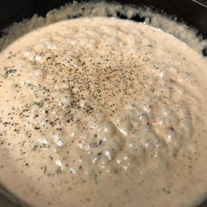 blue cheese sauce with pepper.