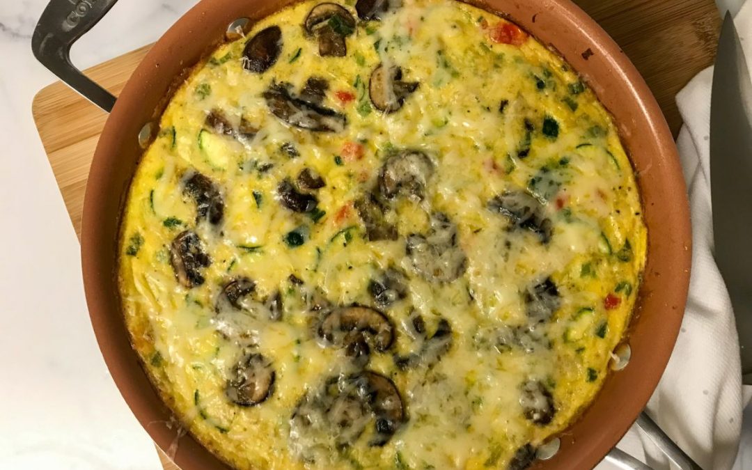 garden vegetable fritatta cooked in pan | my curated tastes