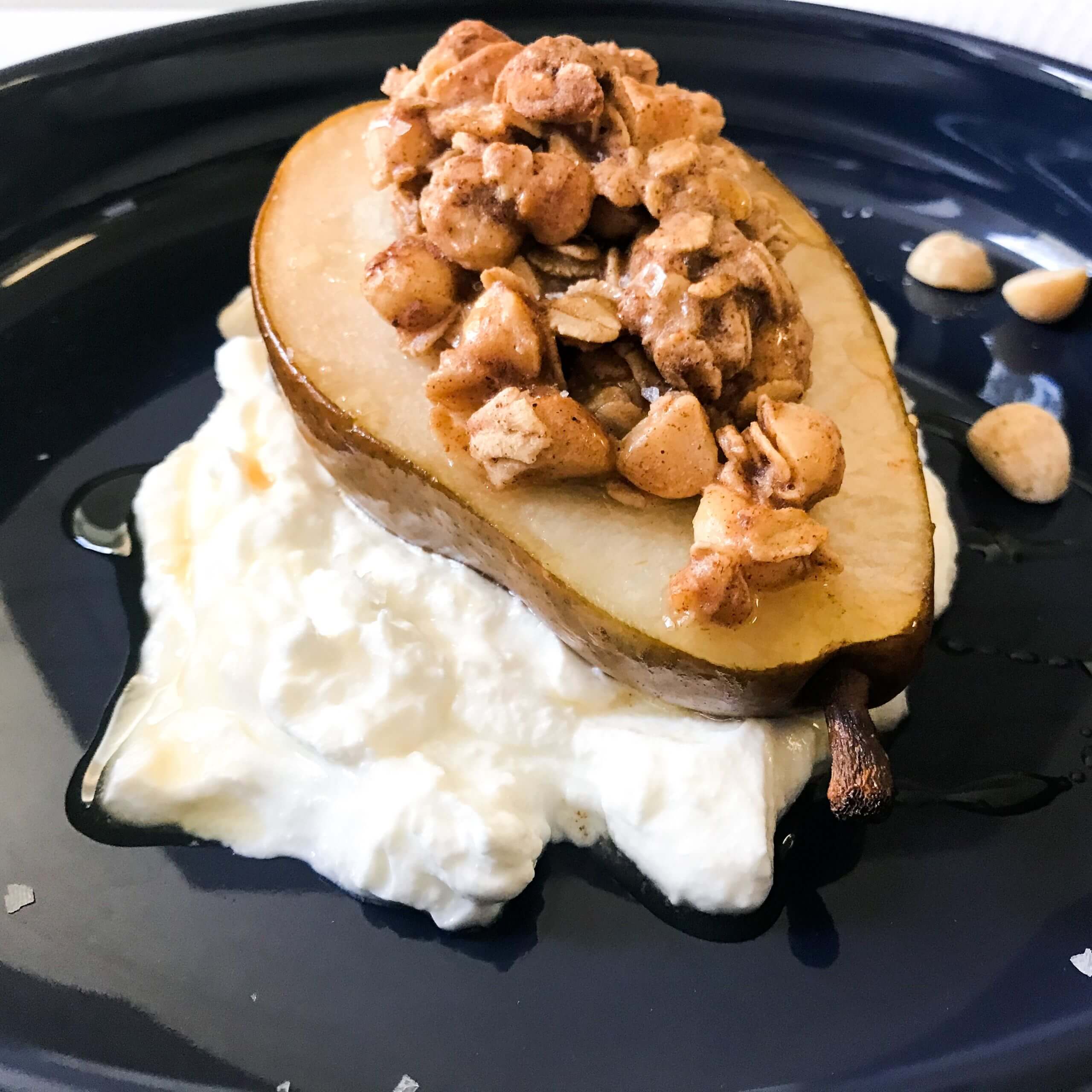 Roasted Pears With Granola, Yogurt & Maple Syrup | My Curated Tastes