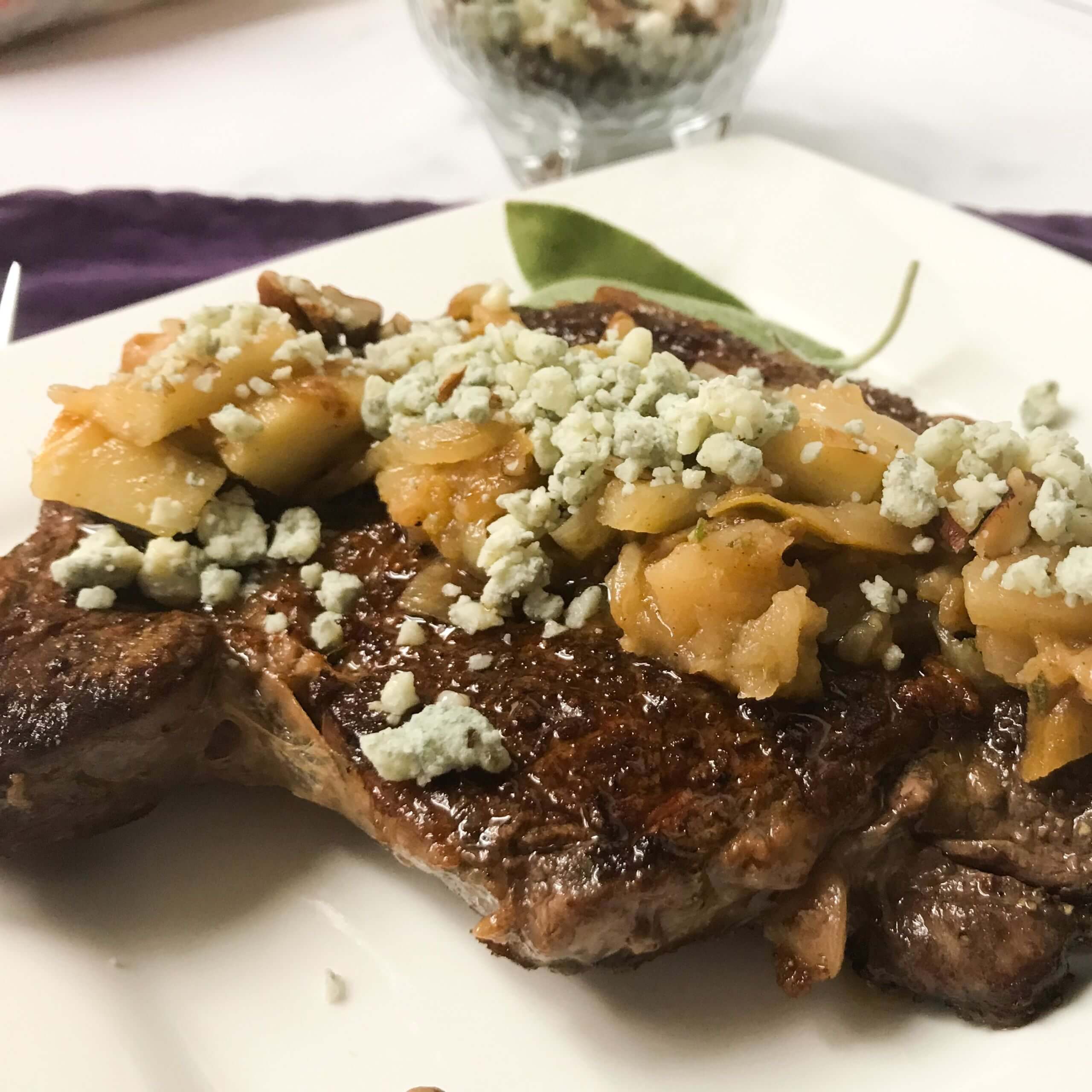 RIBEYE STEAK WITH FRUIT & BLUE CHEESE CRUMBLE | My Curated Tastes