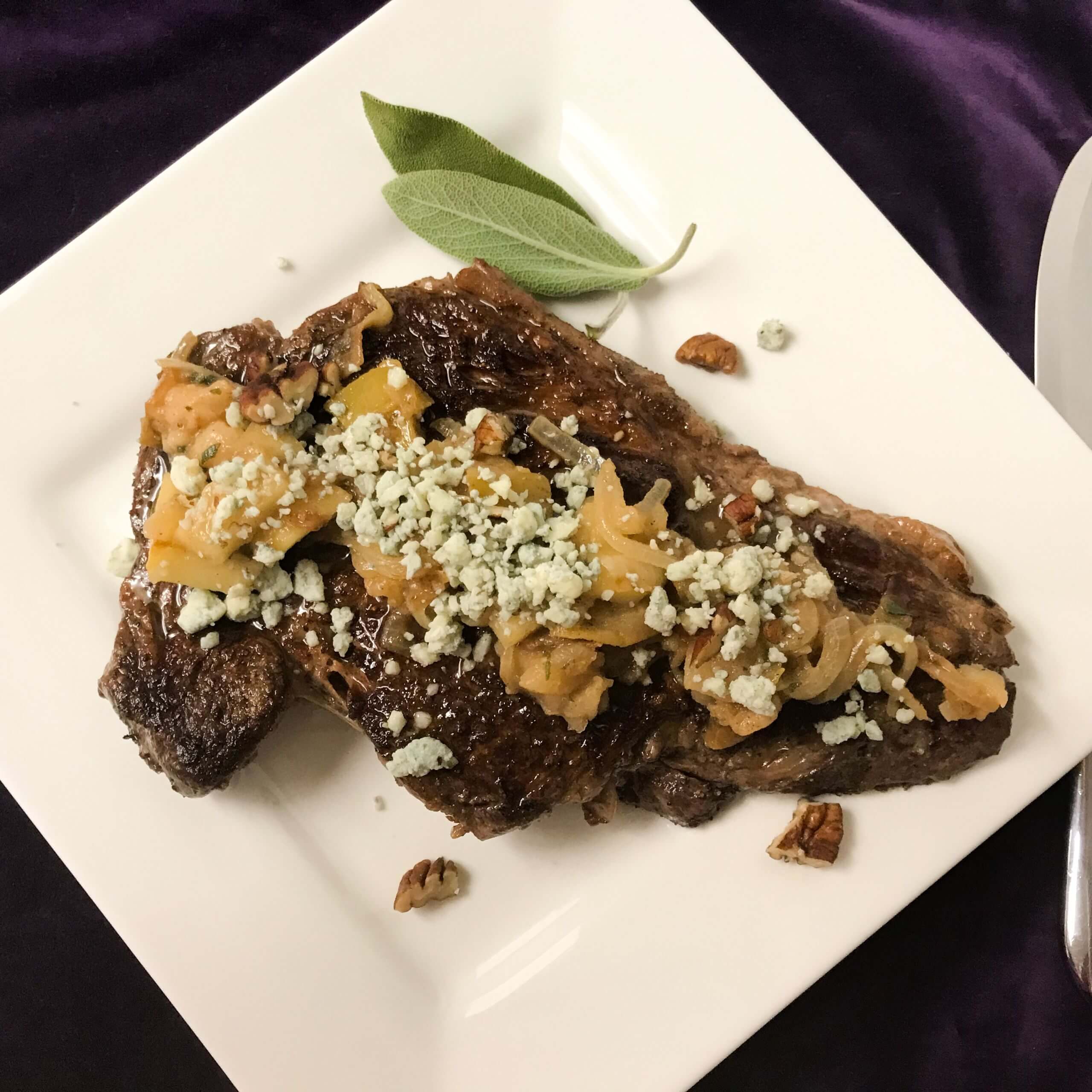 RIBEYE STEAK WITH FRUIT & BLUE CHEESE CRUMBLE | My Curated Tastes