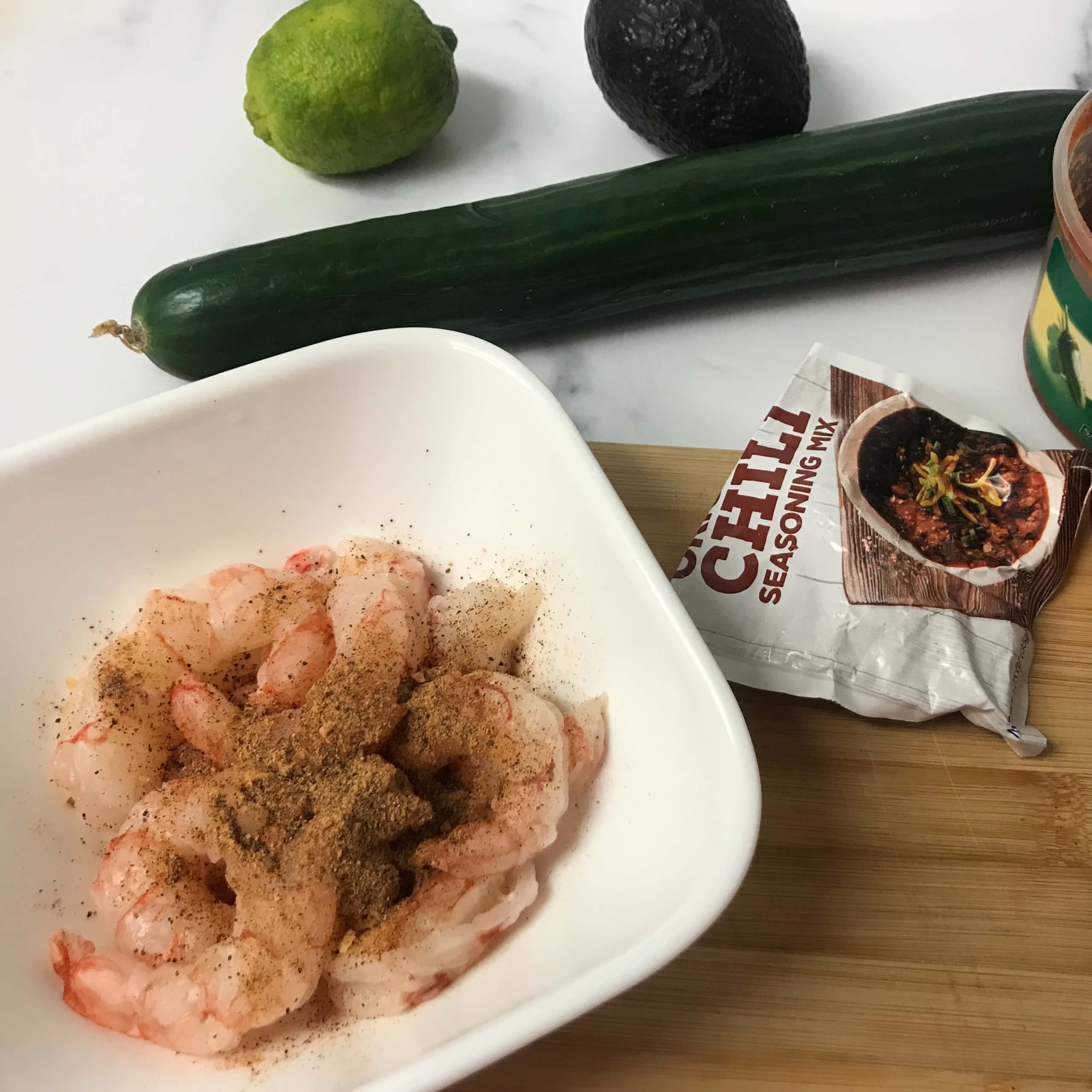 seasoned shrimp in bowl | my curated tastes