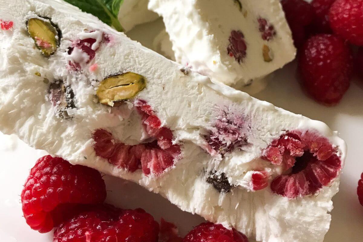 Raspberry and Pistachio Semifreddo | My Curated Tastes