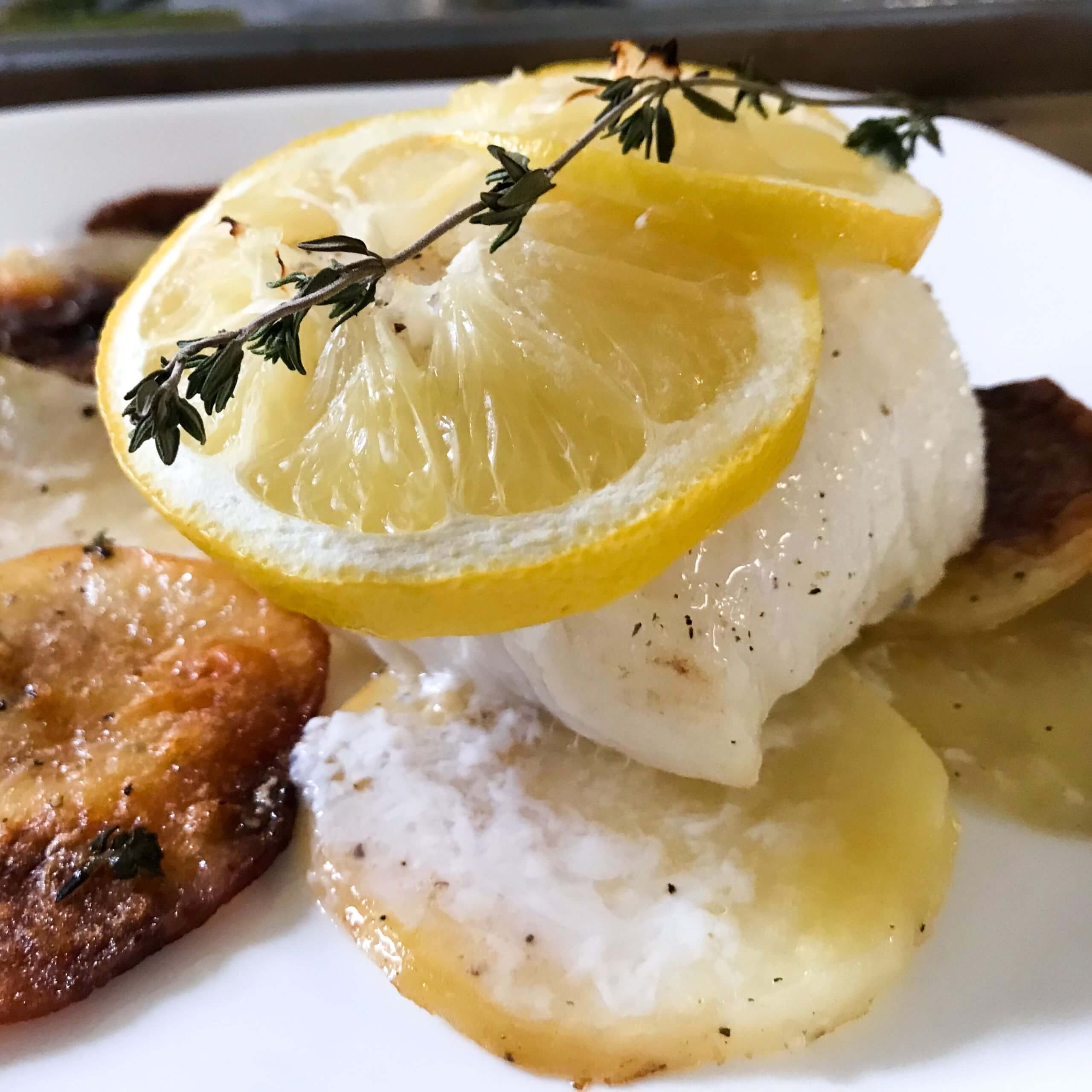 Sheet Pan Lemon Cod on Crispy Garlic Potatoes with Asparagus | My Curated Tastes