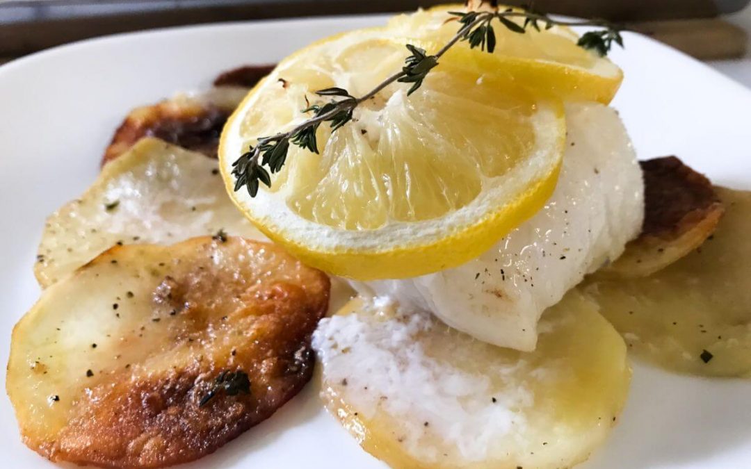 Sheet pan lemon cod on a plate | my curated tastes