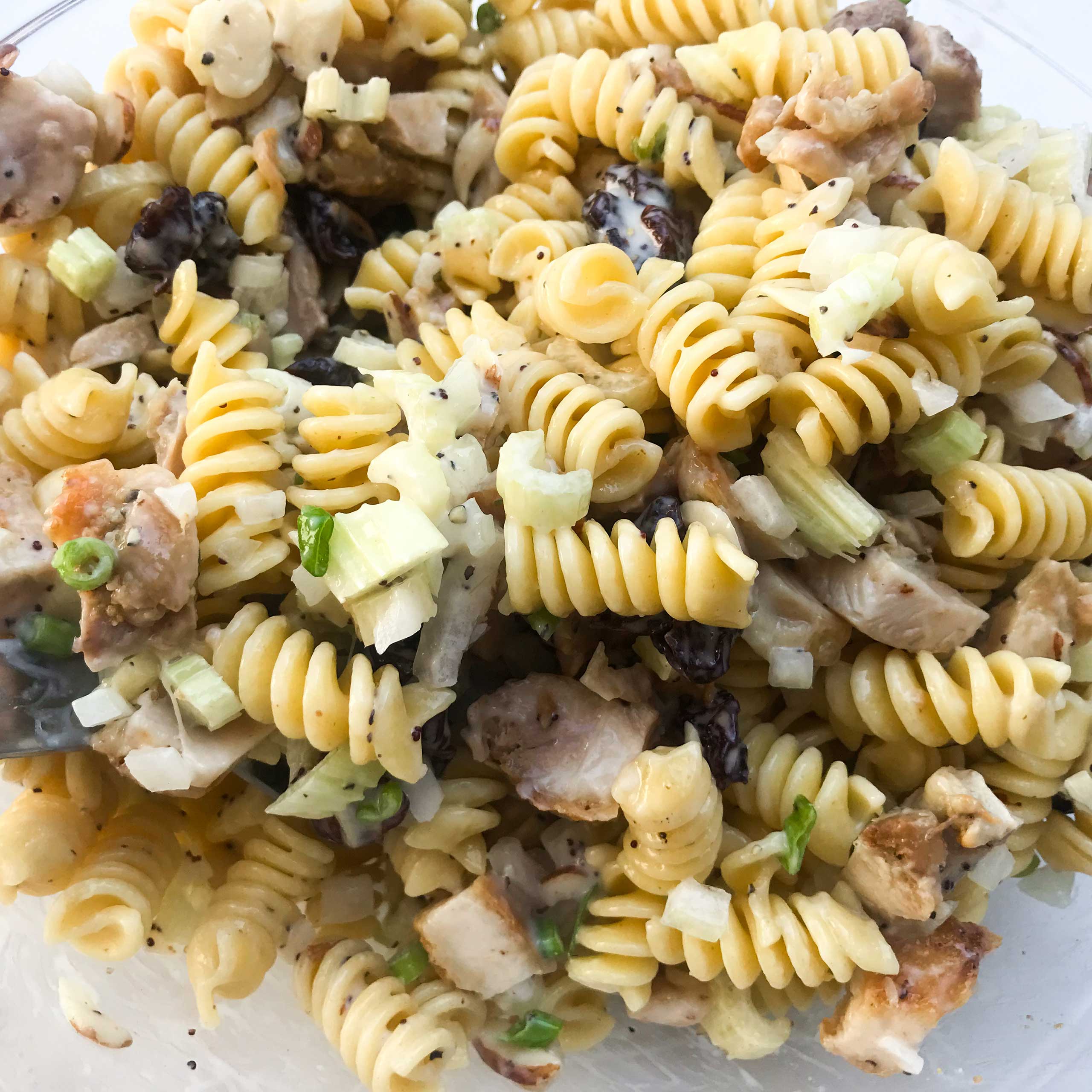 Poppyseed Pasta Salad with Chicken, Almonds & Cherries | My Curated Tastes