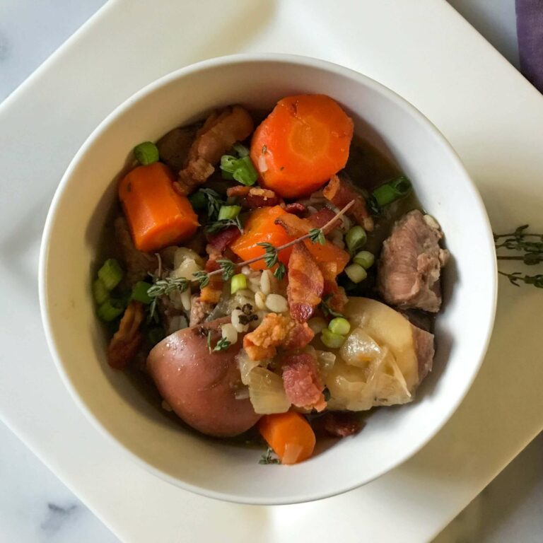 bowl of traditional irish lamb stew.
