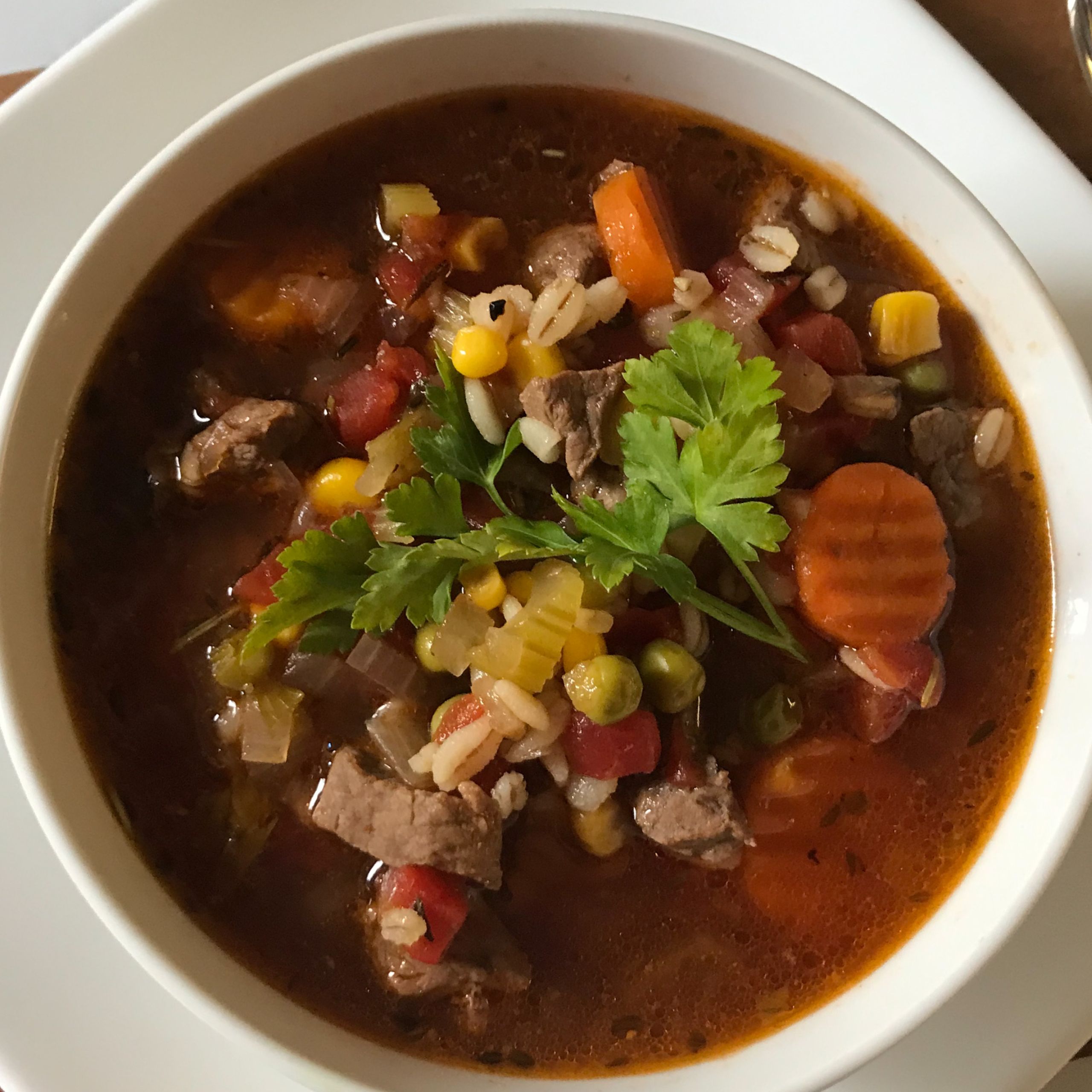 Beef, Vegetable and Barley Soup | My Curated Tastes