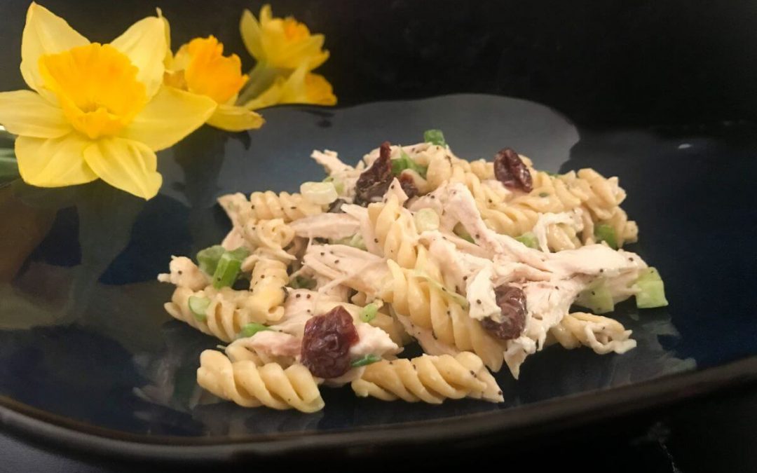 Poppyseed Pasta Salad with Chicken, Almonds & Cherries | My Curated Tastes